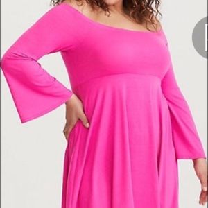 Torrid hot pink off shoulder skater dress-sz 1